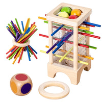 Jeu Montessori en Bois avec Cylindre Acrylique et Bâtons Colorés