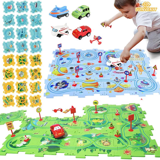 Puzzle de piste de voiture – Jouet éducatif et amusant pour enfants 🚗✨