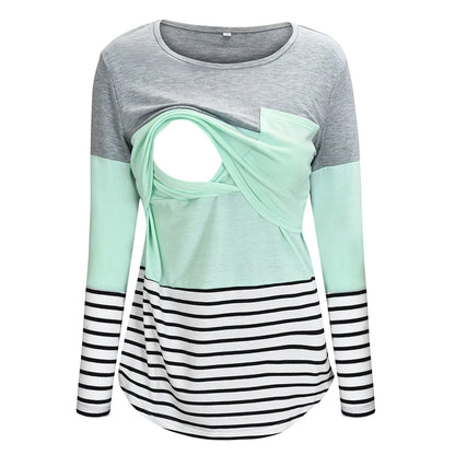 T-shirt à manches longues pour femmes enceintes, chemise d'allaitement, chemise d'allaitement, couture de document, mode décontractée