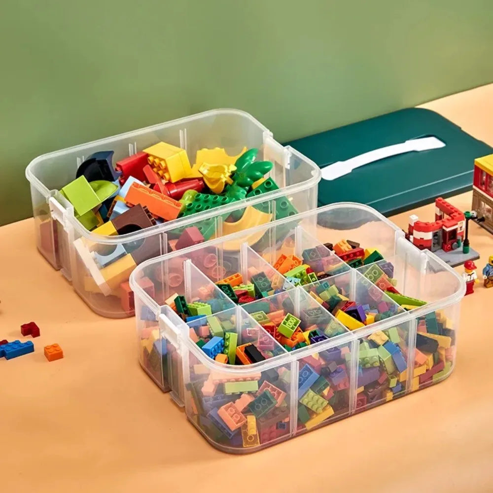 Boîte de Rangement Empilable pour Jouets et Lego - le coffre a jouets- 2 couches Vert