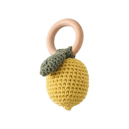 Hochet Citron en Crochet – Jouet Sensoriel & Anneau de Dentition pour Bébé