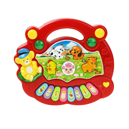 Jouet Musical avec Sons d'Animaux pour Bébé - Piano Clavier Électrique Clignotant - le coffre a jouets- A Rouge