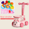 Chariot de supermarché pour enfants, jouet de chariot pour bébé, coupe de fruits, simulation de maison heureuse, cadeau d'anniversaire pour garçon et fille, cuisine - le coffre a jouets- Rose