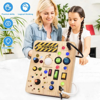 Planche occupée Montessori LED - Jouet éducatif & sensoriel en bois