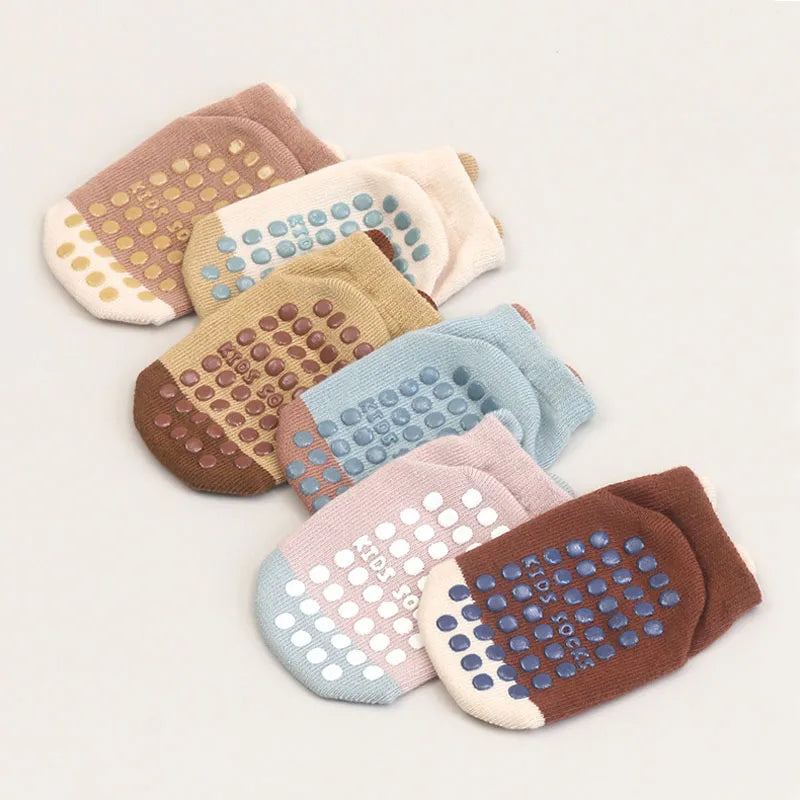 Chaussettes sol bébé garçon/fille – Coton respirant et anti-glisse
