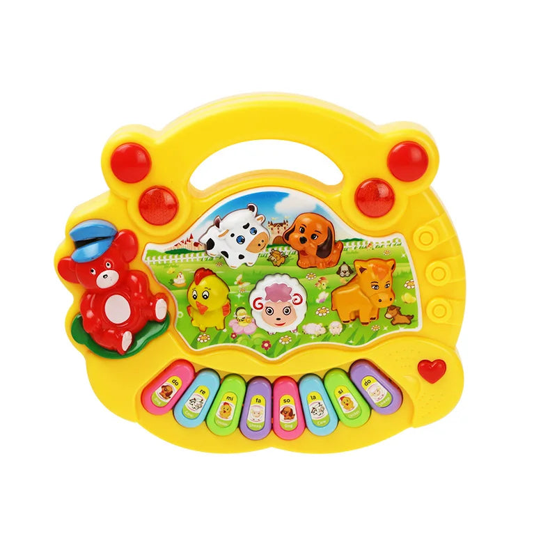 Jouet Musical avec Sons d'Animaux pour Bébé - Piano Clavier Électrique Clignotant - le coffre a jouets- A Jaune