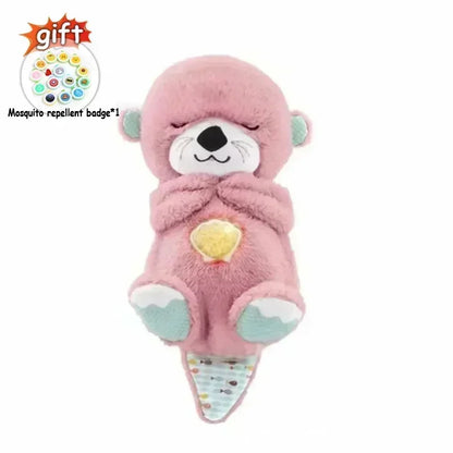 Baby Breathing Bear Baby Soothing Otter Plush Doll Toy Baby Kids Soothing Music Sleeping Companion Sound and Light Doll Toy Gift