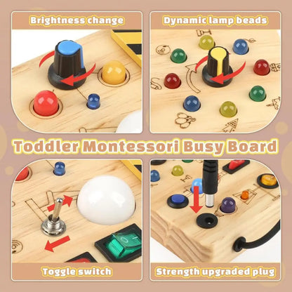 Planche occupée Montessori LED - Jouet éducatif & sensoriel en bois