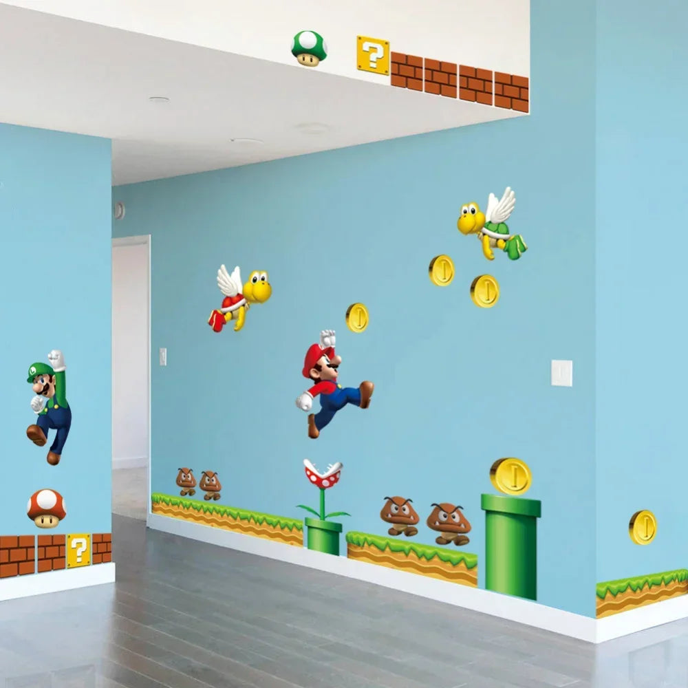 Autocollants muraux Super Mario – Décoration ludique pour chambre d’enfant - le coffre a jouets- 30X90cmX2piece