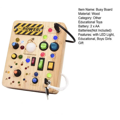 Planche occupée Montessori LED - Jouet éducatif & sensoriel en bois