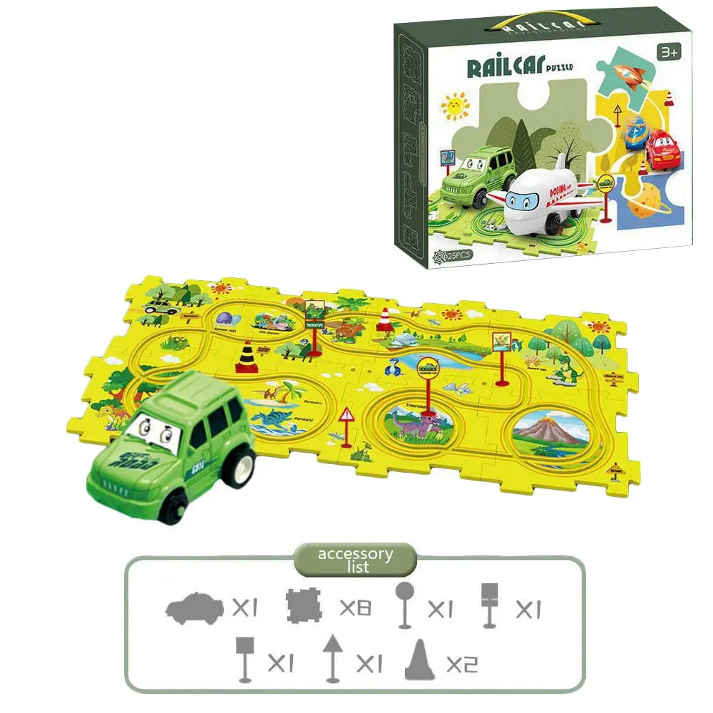 Puzzle de piste de voiture – Jouet éducatif et amusant pour enfants 🚗✨