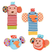 Hochets pour Bébé de 0 à 24 Mois – Jouets en Peluche Douce pour le Développement Éducatif - le coffre a jouets- Singe 4PCS