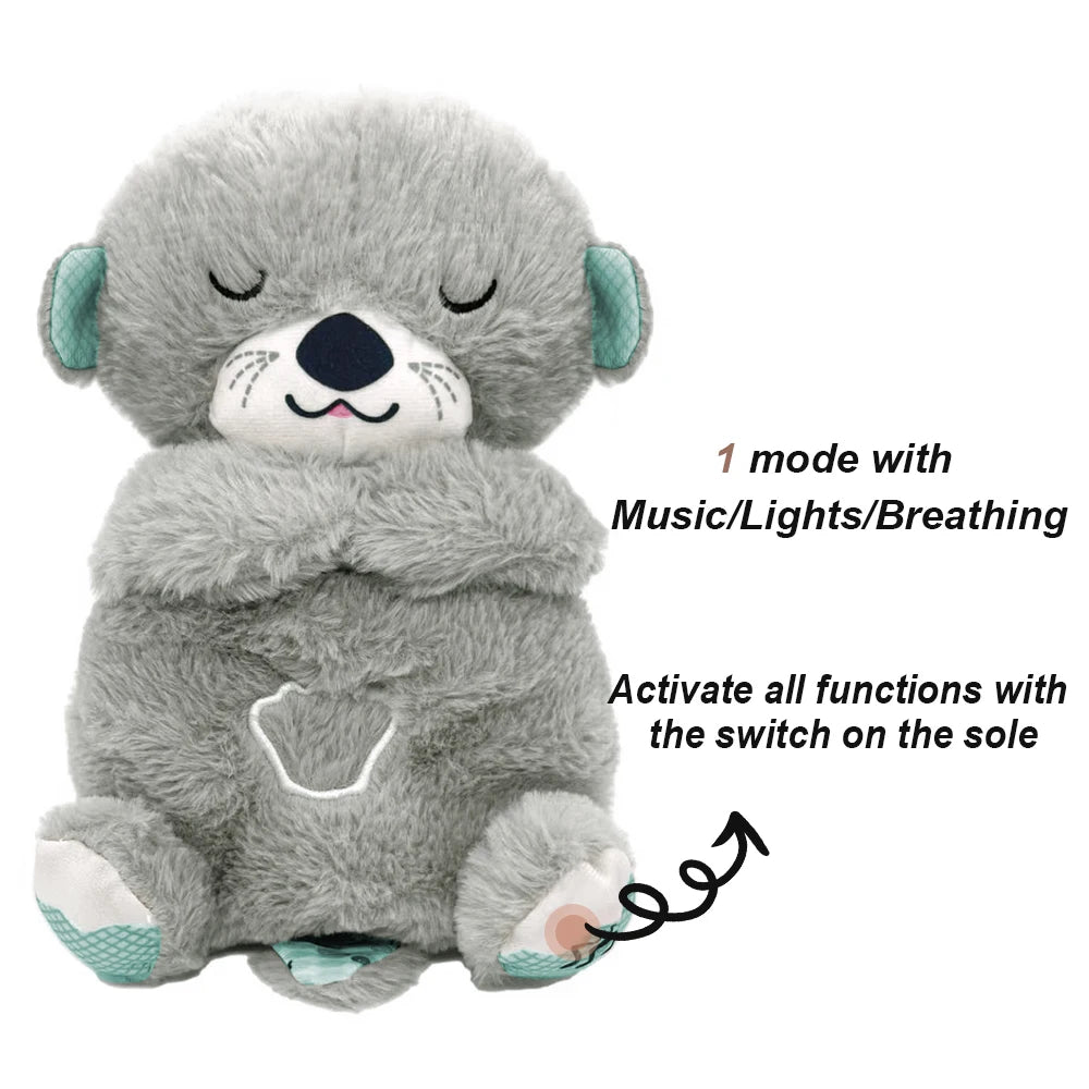 Breathing Otter Sleep Plush Toy Playmate Otter Baby Plush Toy with Light Sound Newborn Sensory Comfortable Baby Birthday Gift