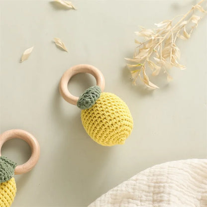 Hochet Citron en Crochet – Jouet Sensoriel & Anneau de Dentition pour Bébé
