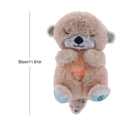 Baby Breathing Bear Baby Soothing Otters Plush Doll Toy Baby Kid Soothing Music Sleeping Companion Sound and Light Doll Toy Gift