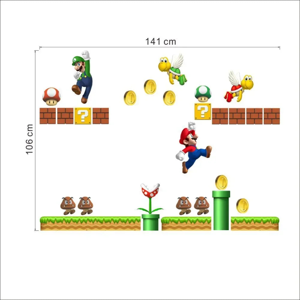 Autocollants muraux Super Mario – Décoration ludique pour chambre d’enfant - le coffre a jouets- 30X90cmX2piece