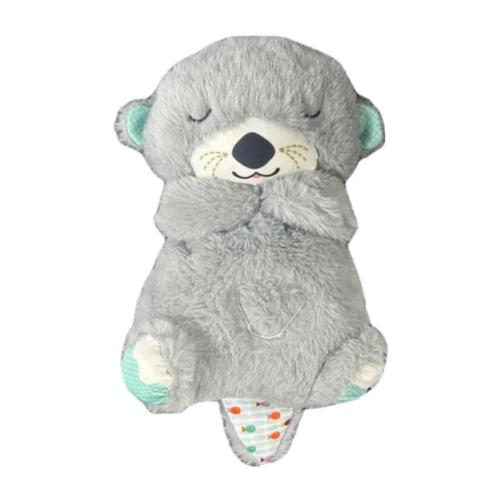 Baby Breathing Bear Baby Soothing Otters Plush Doll Toy Baby Kid Soothing Music Sleeping Companion Sound and Light Doll Toy Gift