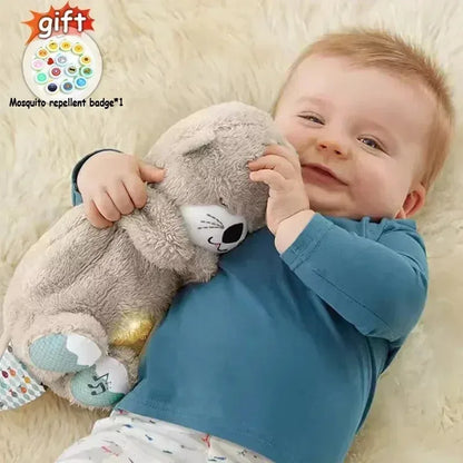 Baby Breathing Bear Baby Soothing Otter Plush Doll Toy Baby Kids Soothing Music Sleeping Companion Sound and Light Doll Toy Gift