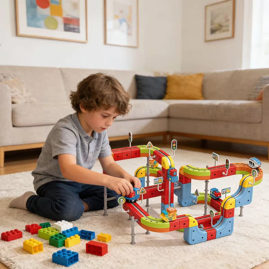 Ensemble de train magnétique Track Fusion, jouet STEM 3D avec rails à lévitation magnétique et panneaux de signalisation, pour enfants de 4 à 8 ans (168 pièces)