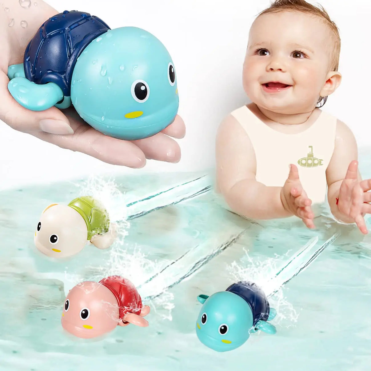 Jouets de Bain Bébé - Baleine et Tortue Nageuses | Amusement Aquatique pour Enfants - le coffre a jouets- baleine verte
