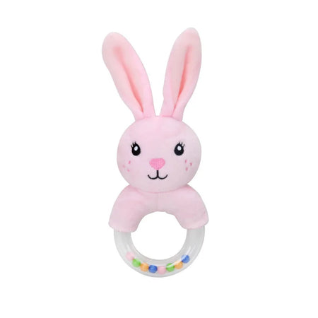 Jouet d'Éveil Sensoriel Bébé - Hochet Suspendu en Peluche | Jouet Musical et Apprentissage Doux pour Poussette, Lit, Berceau - le coffre a jouets- lapinrose 314
