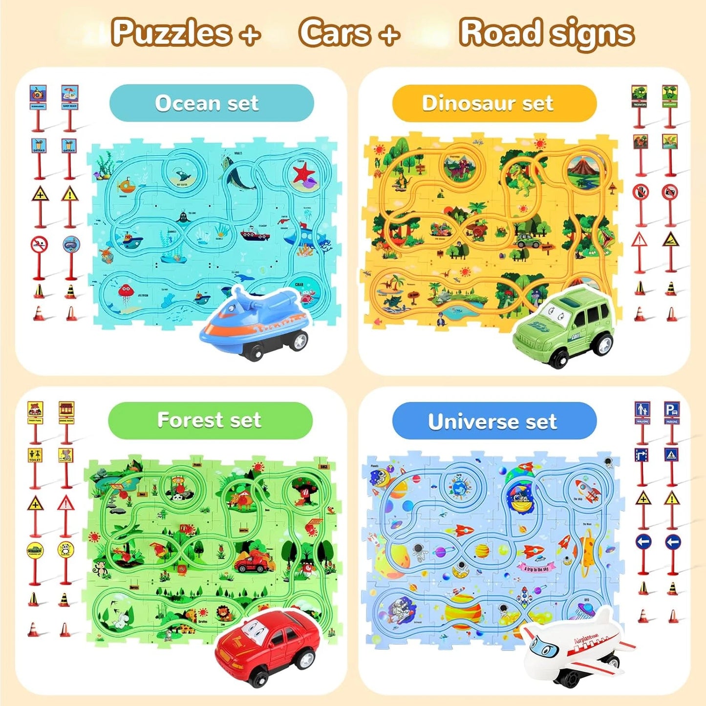 Puzzle de piste de voiture – Jouet éducatif et amusant pour enfants 🚗✨