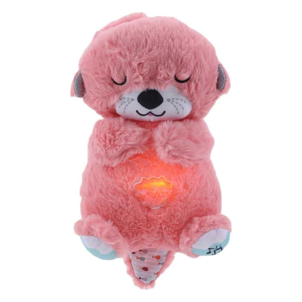 Baby Breathing Bear Baby Soothing Otters Plush Doll Toy Baby Kid Soothing Music Sleeping Companion Sound and Light Doll Toy Gift