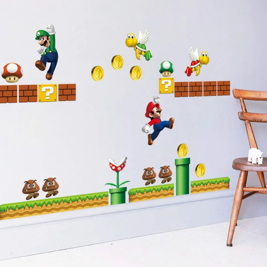 Autocollants muraux Super Mario – Décoration ludique pour chambre d’enfant - le coffre a jouets- 30X90cmX2piece