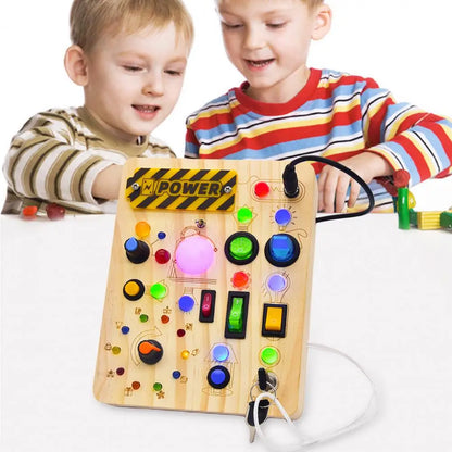 Planche occupée Montessori LED - Jouet éducatif & sensoriel en bois