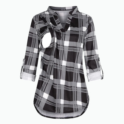 T-shirt d'Allaitement à Manches sulfet Col en V pour Femme Enceinte, Vêtement en Y Solide