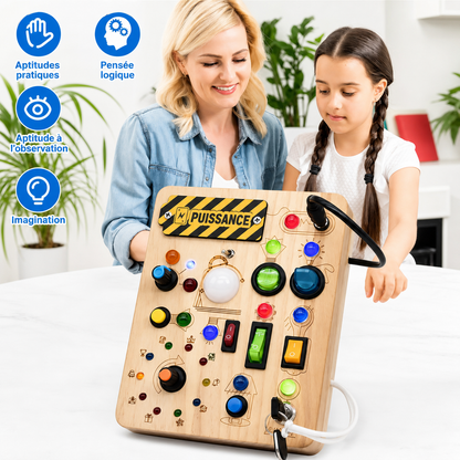 Planche occupée Montessori LED - Jouet éducatif & sensoriel en bois