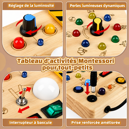 Planche occupée Montessori LED - Jouet éducatif & sensoriel en bois