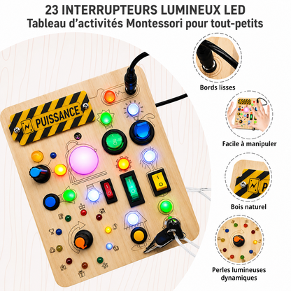 Planche occupée Montessori LED - Jouet éducatif & sensoriel en bois