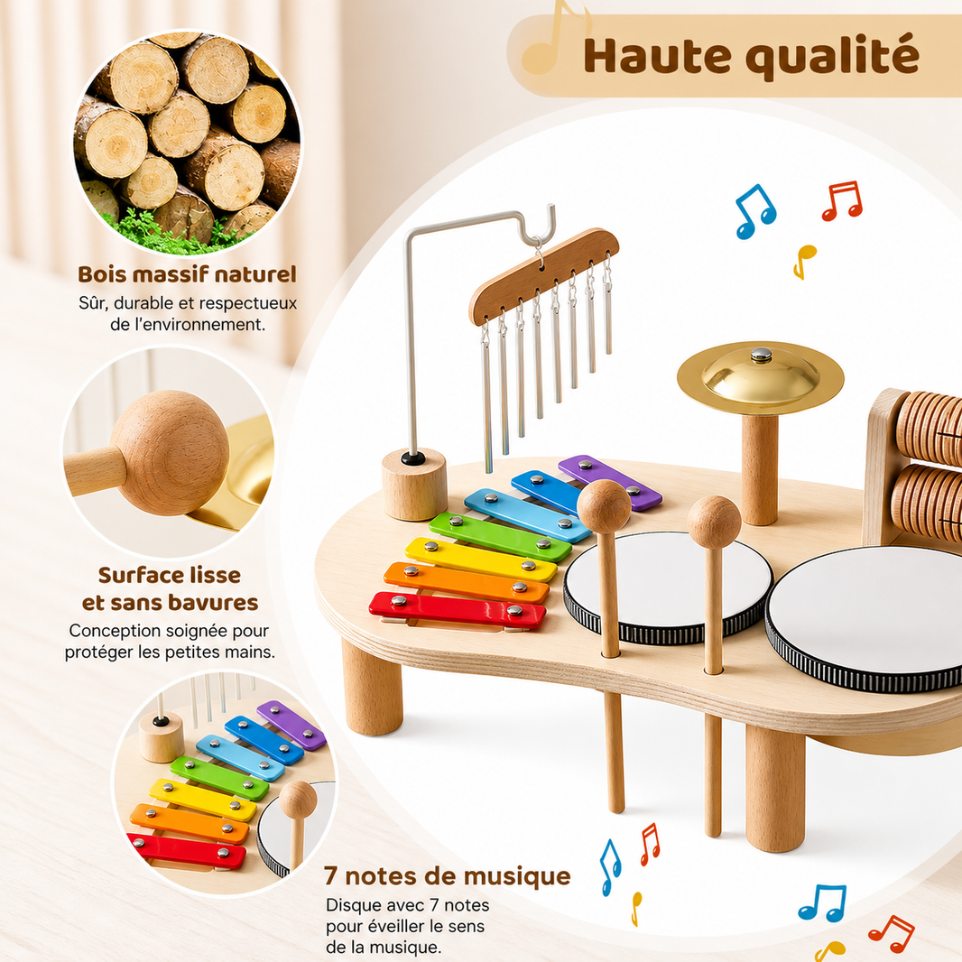 Jouets Montessori en bois pour bébé :  éveil musical en douceur